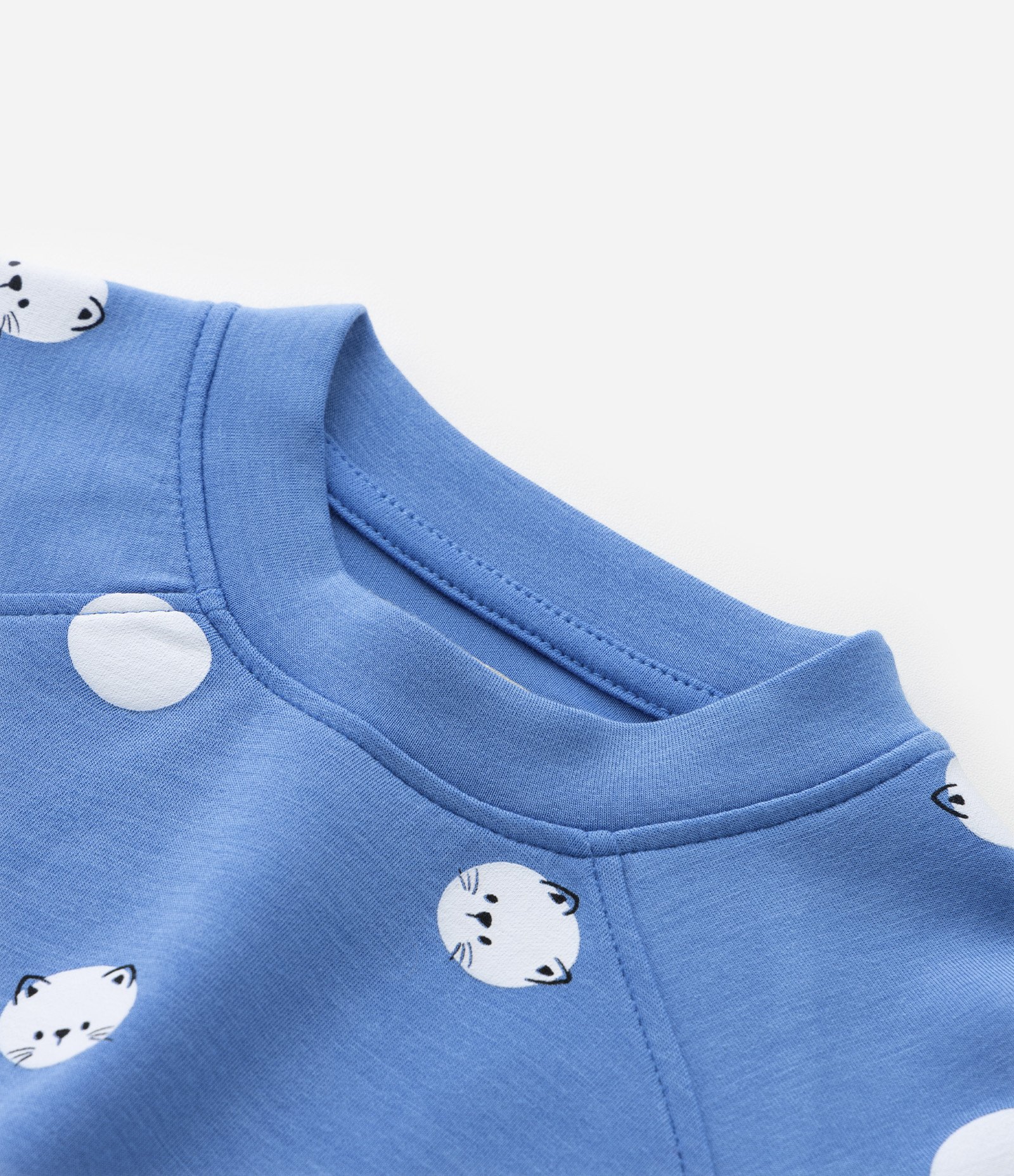 Blusão Infantil em Modal com Estampa de Bolinhas e Gatinhos - Tam 1 a 5 Anos Azul 5