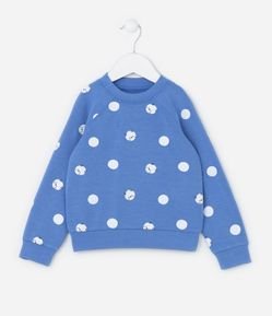 Blusão Infantil em Modal com Estampa de Bolinhas e Gatinhos - Tam 1 a 5 Anos