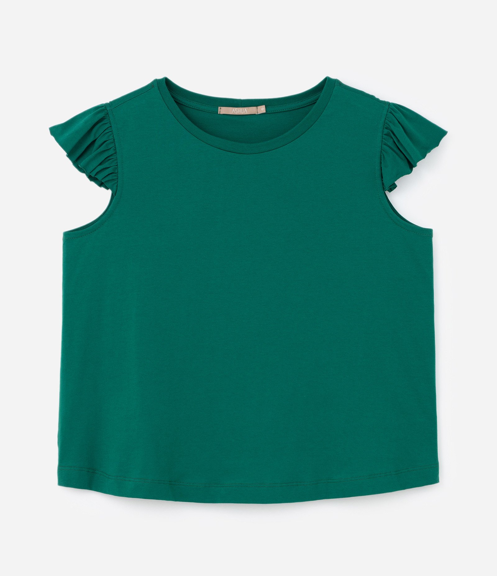 Blusa em Algodão com Mangas de Babado Curve & Plus Size Verde 3