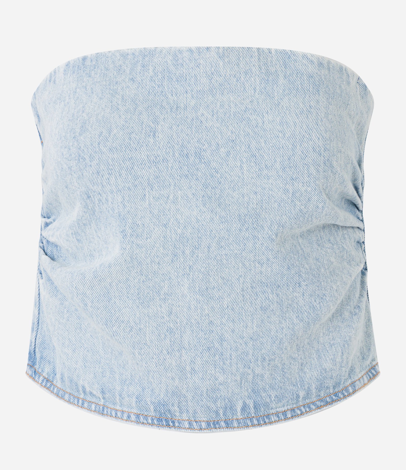 Top Tomara Que Caia em Jeans Delavê Azul 5