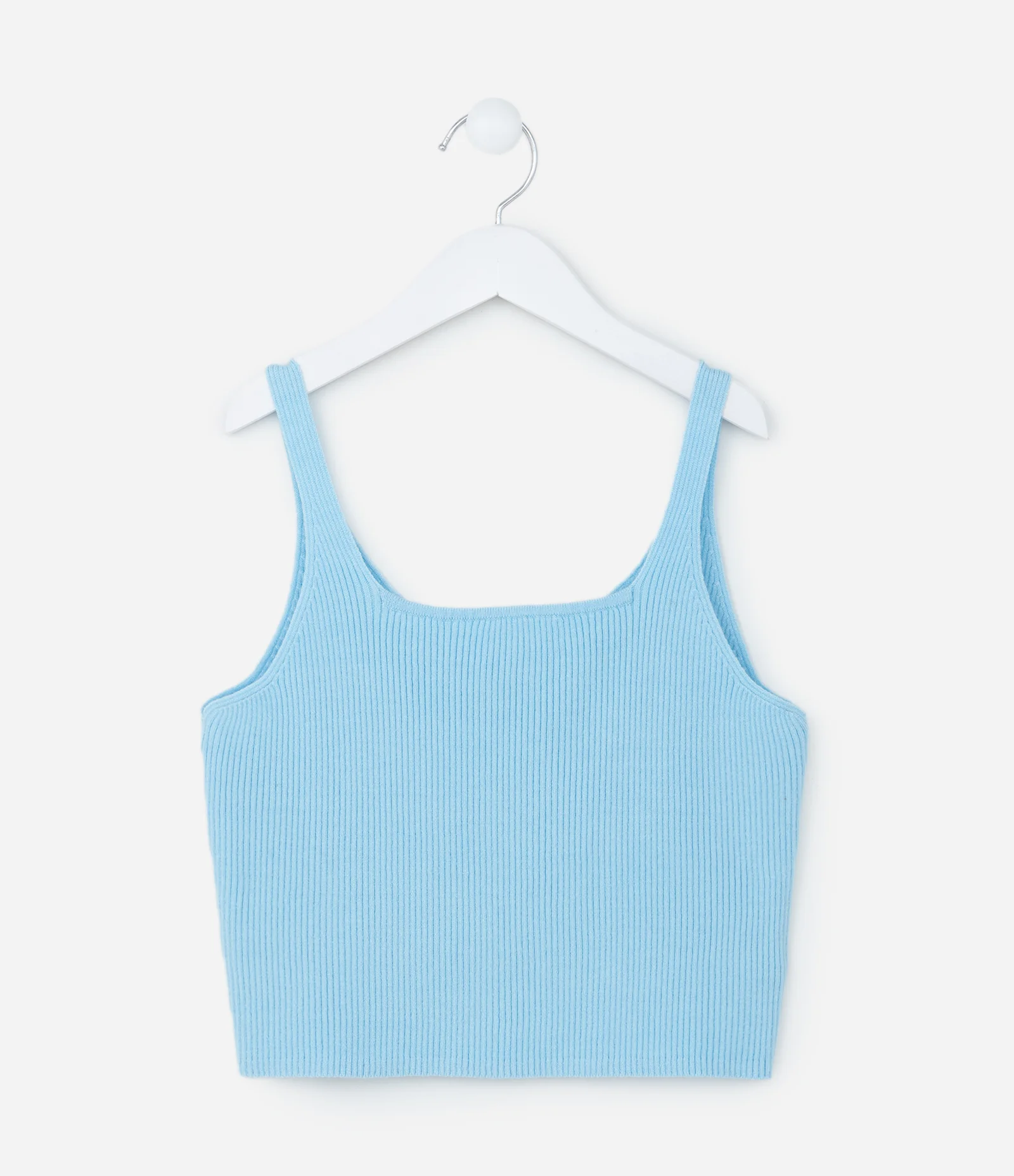 Blusa Cropped Infantil Canelada em Tricô - Tam 5 a 14 anos Azul 2