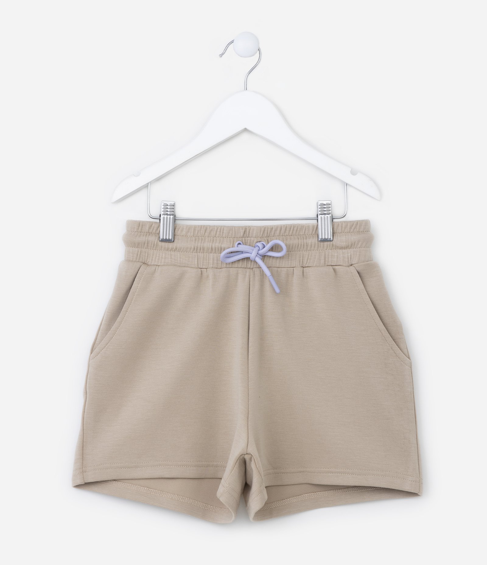 Short em Microfibra com Cós Elástico e Cordinha - Tam 5 a 14 Anos Marrom Claro 1