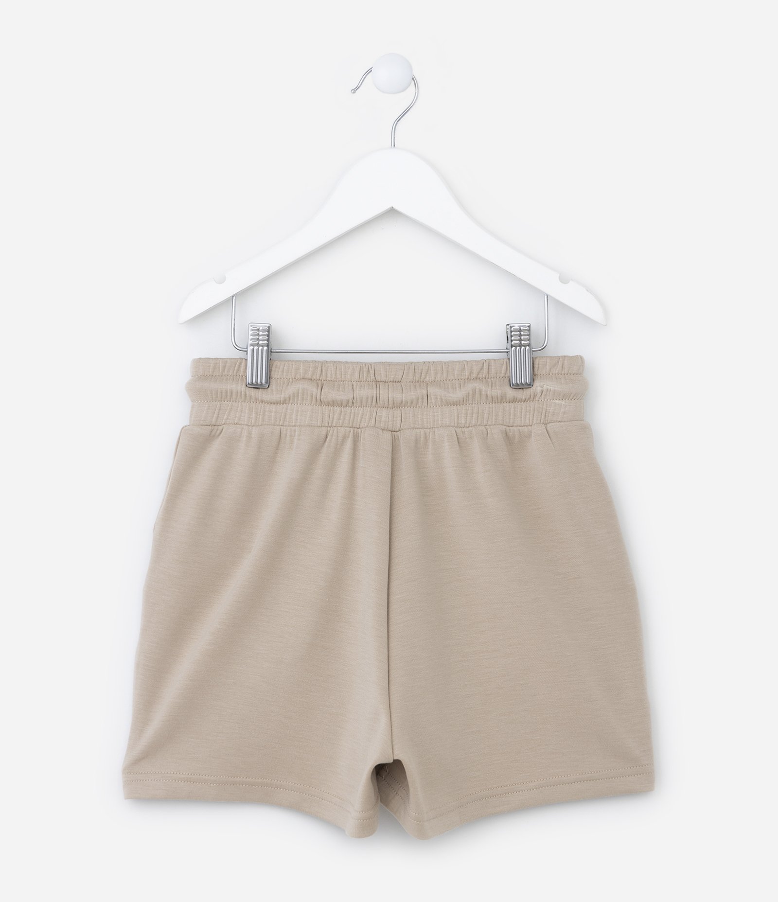 Short em Microfibra com Cós Elástico e Cordinha - Tam 5 a 14 Anos Marrom Claro 2