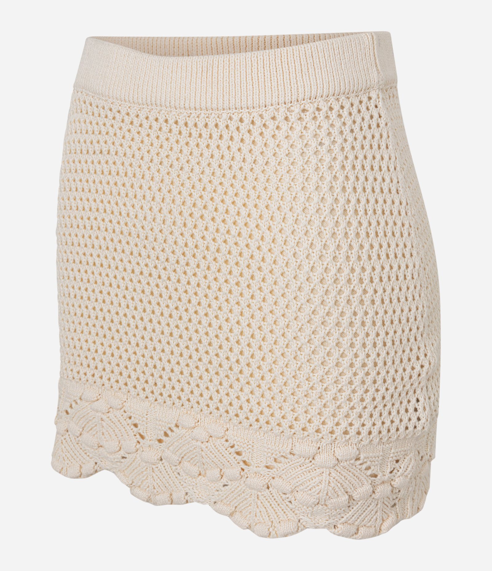 Saia Curta em Tricô com Detalhe na Barra Bege 6