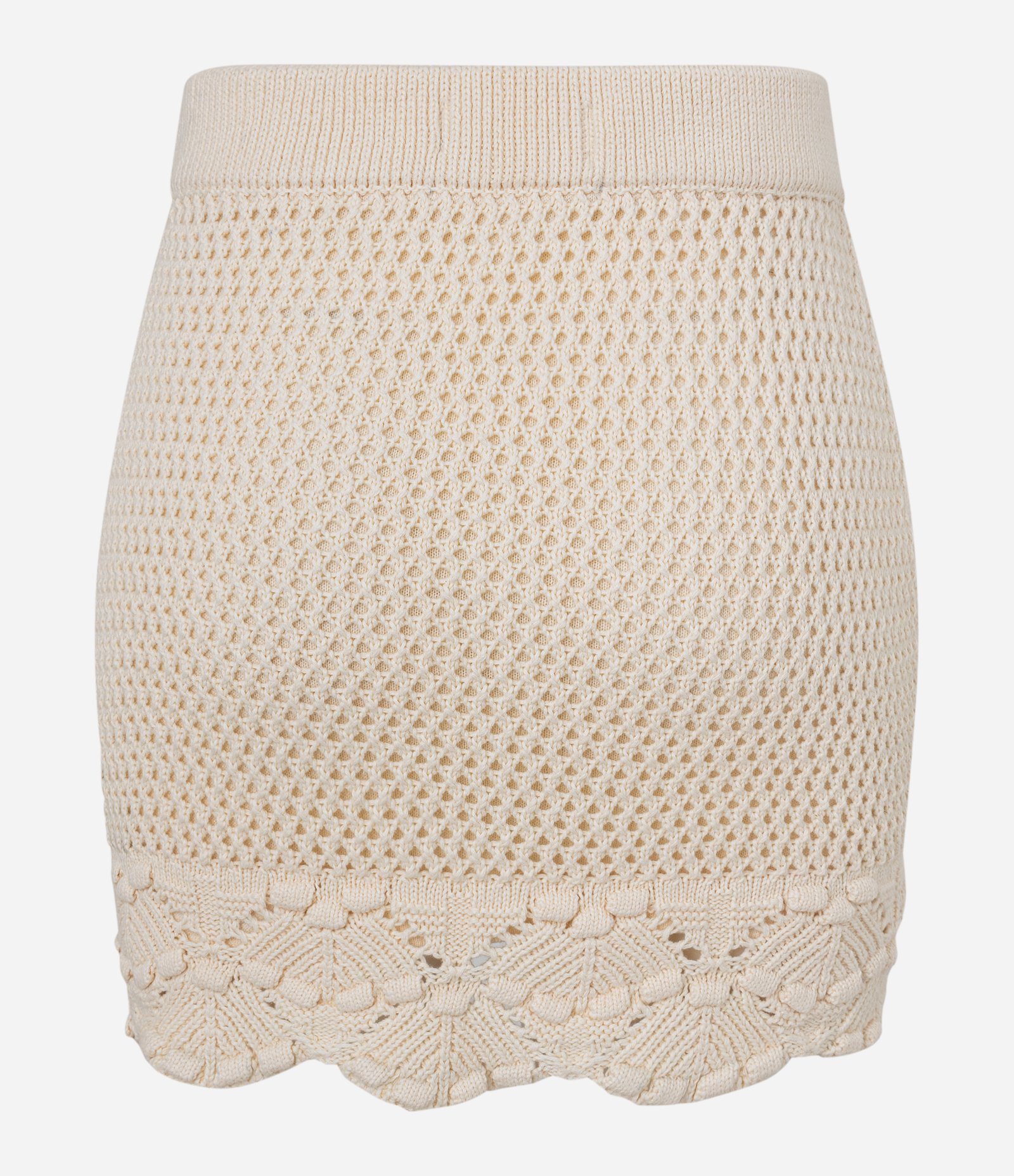 Saia Curta em Tricô com Detalhe na Barra Bege 7