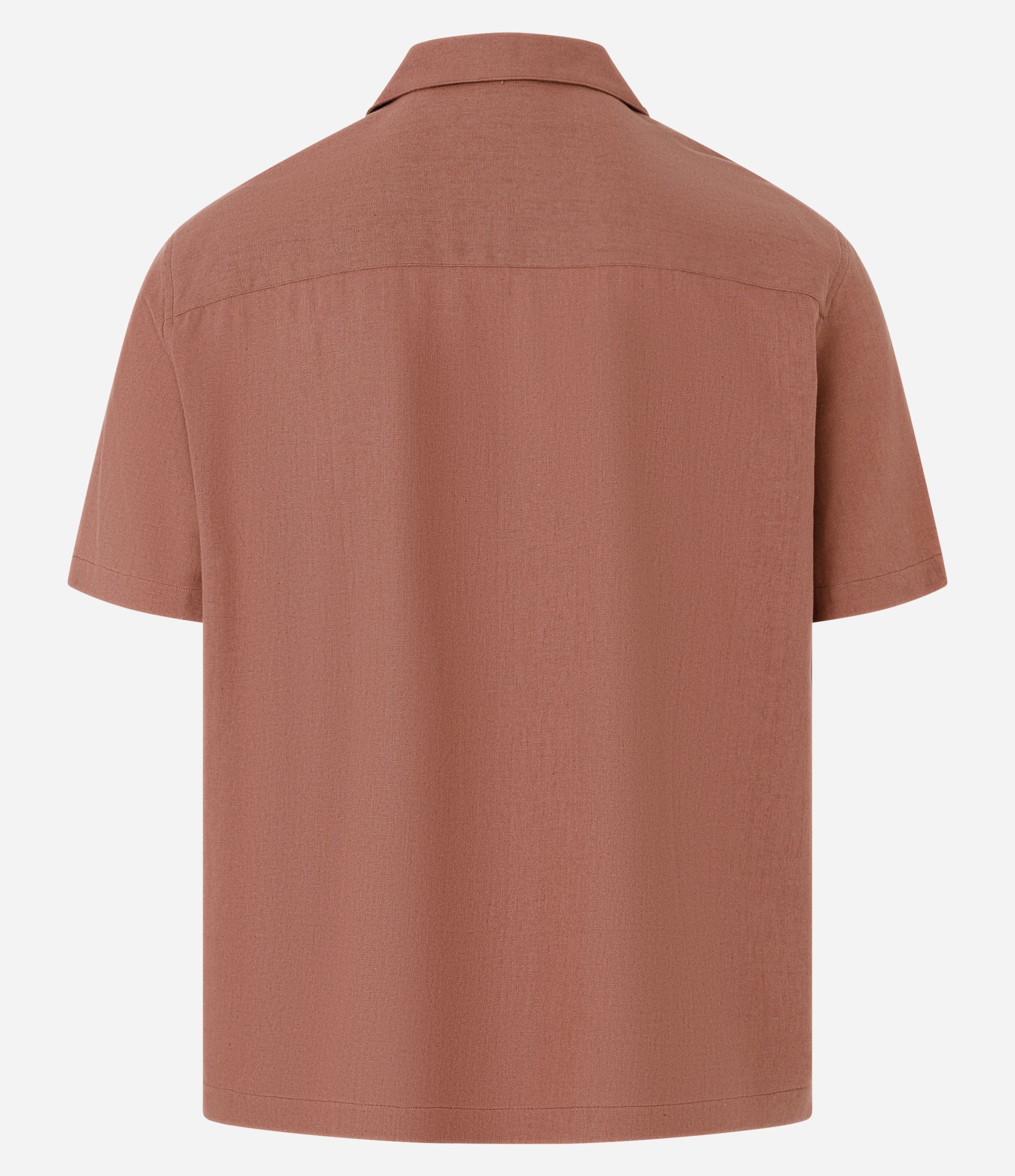 Camisa Boxy em Linho com Gola Bowling Marrom 6