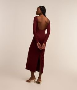 Vestido New Midi com Costas Abertas e Fenda