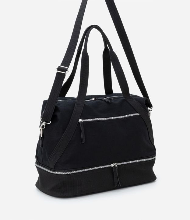 Bolsa Mala Grande com Zíper Contrastante e Alça Dupla