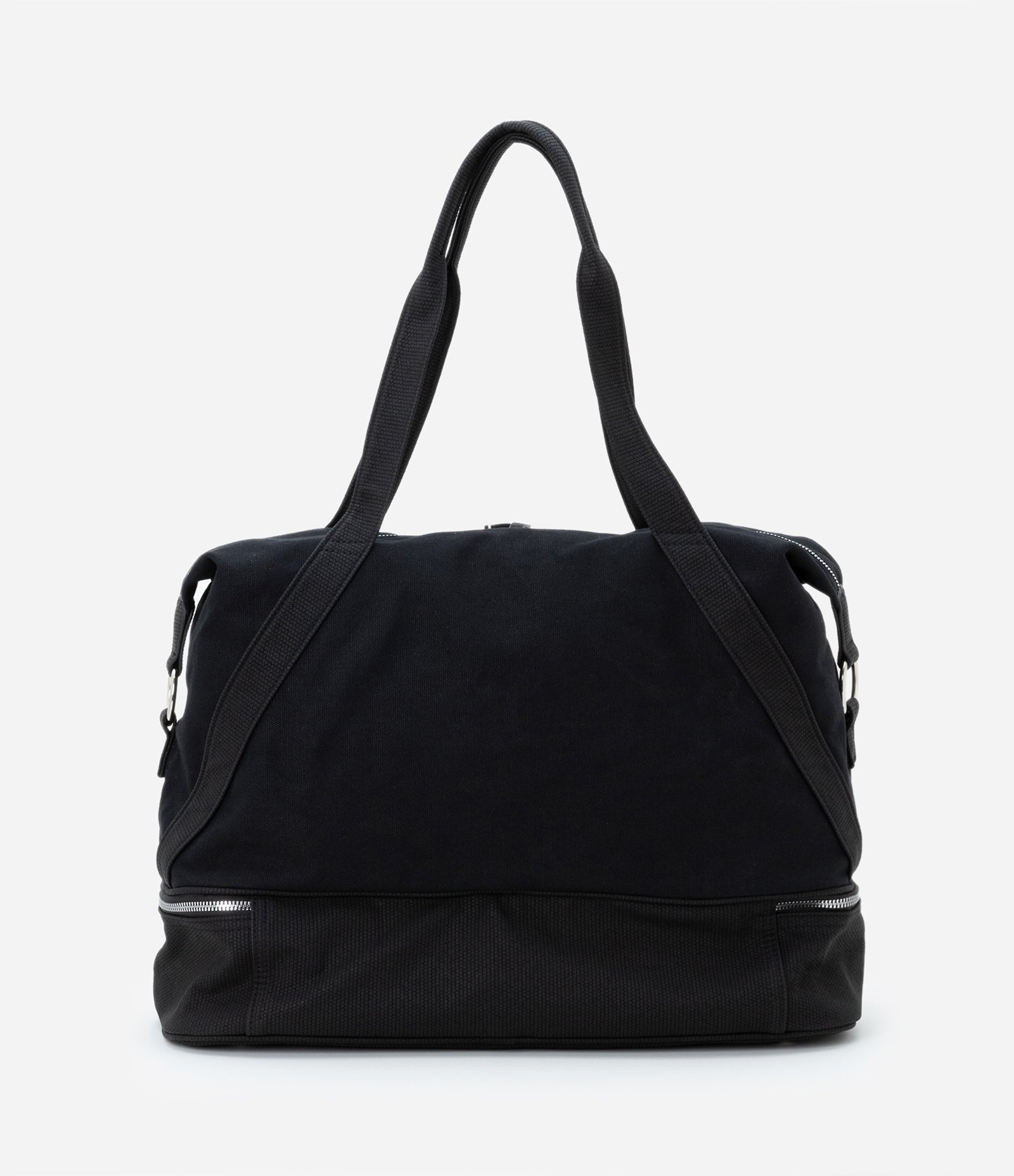 Bolsa Mala Grande com Zíper Contrastante e Alça Dupla Preto 4