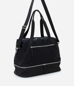 Bolsa Mala Grande com Zíper Contrastante e Alça Dupla