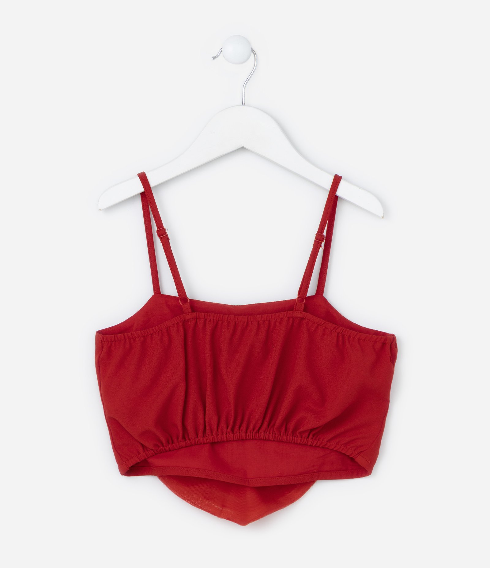 Blusa Cropped com Aplicação em Formato Coração - Tam 5 a 14 Anos Vermelho 2