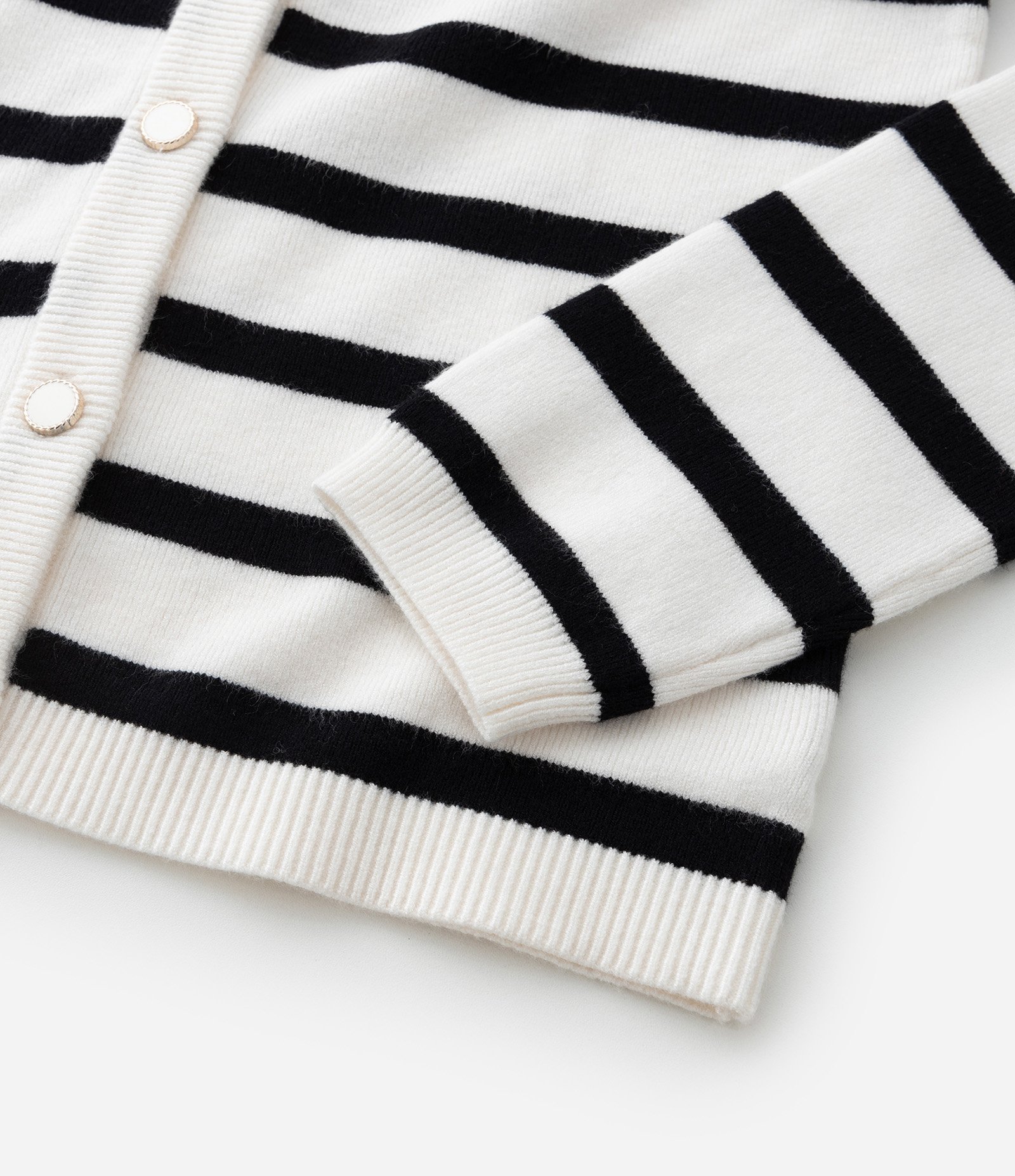 Cardigan Infantil em Fleece com Listras - Tam 5 a 14 anos Off White/Preto 4