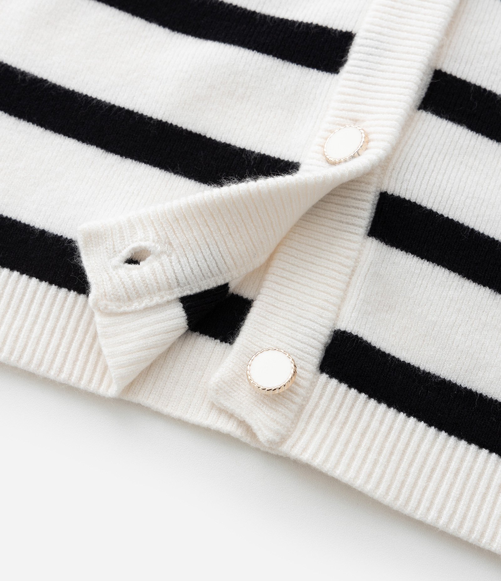 Cardigan Infantil em Fleece com Listras - Tam 5 a 14 anos Off White/Preto 5