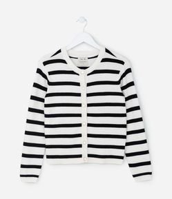 Cardigan Infantil em Fleece com Listras - Tam 5 a 14 anos