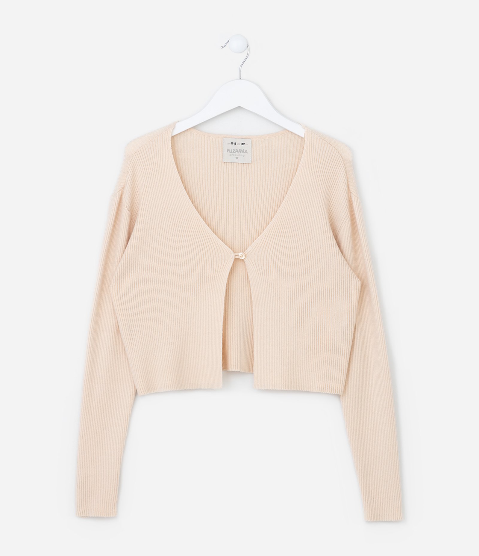 Cardigan Infantil Canelado em Viscose - Tam 5 a 14 anos Bege 2