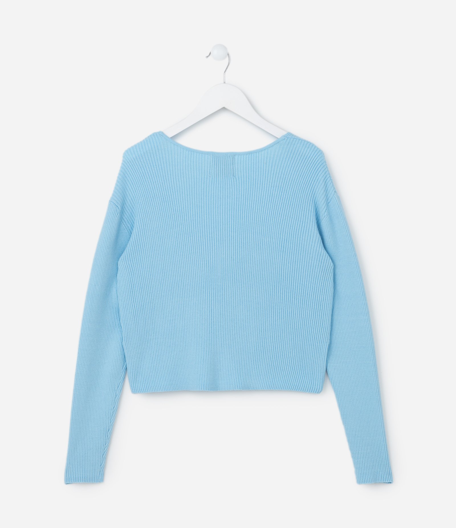 Cardigan Infantil Canelado em Viscose - Tam 5 a 14 anos Azul 2