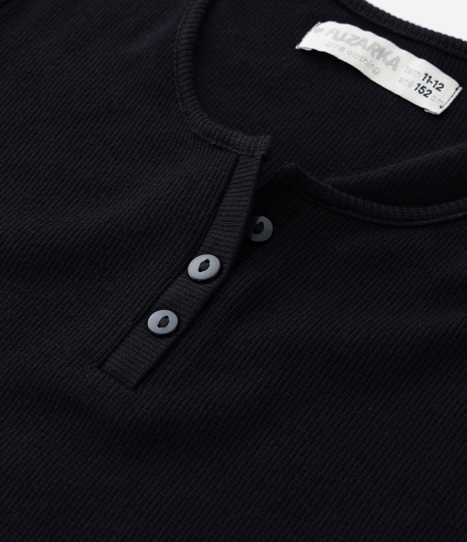 Camiseta Infantil com Botões - Tam 5 a 14 Anos Preto 4