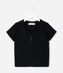 Camiseta Infantil com Botões - Tam 5 a 14 Anos