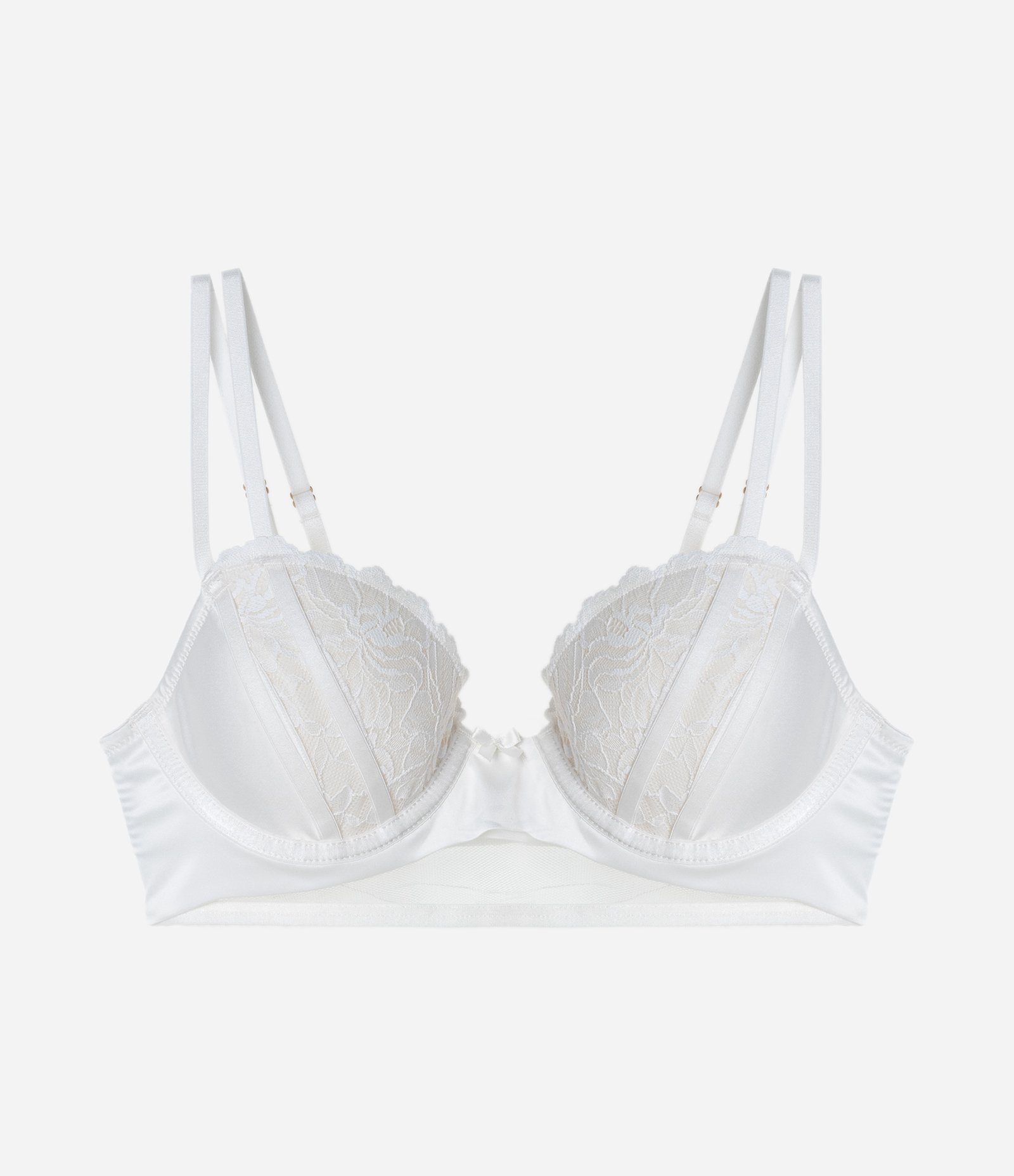 Sutiã Alongado com Bojo Oco em Renda Floral Branco 4