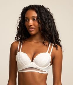 Sutiã Alongado com Bojo Oco em Renda Floral