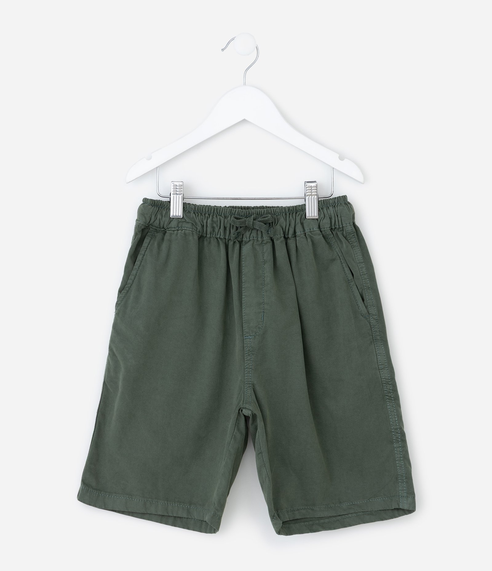 Bermuda Infantil em Sarja com Amarração - Tam 5 a 14 anos Verde Militar 1