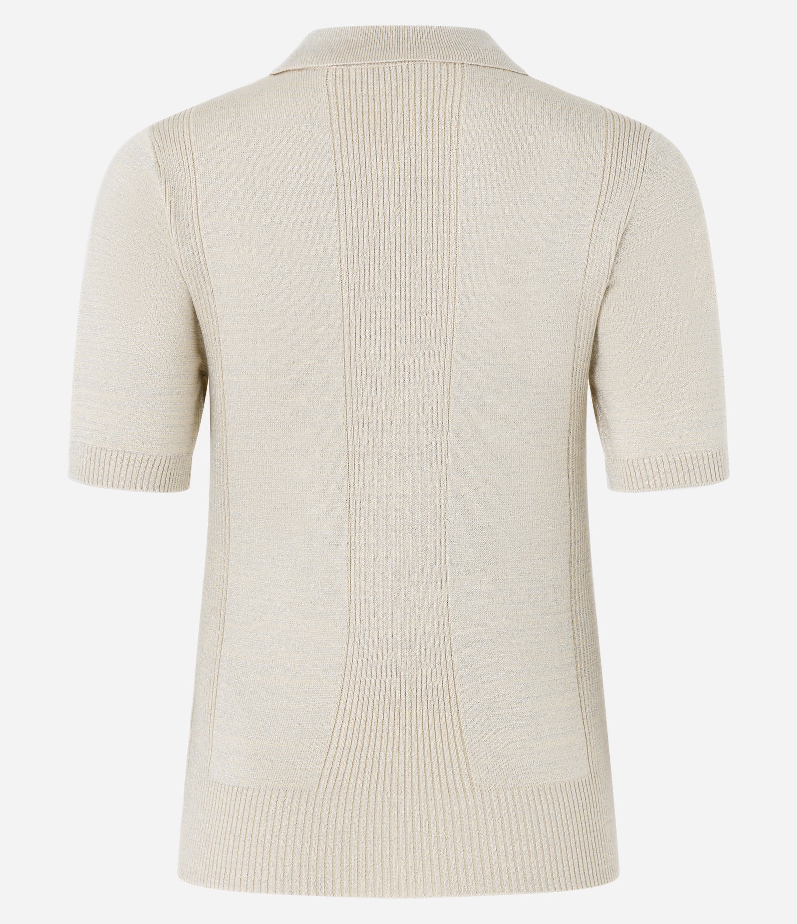 Blusa em Tricô com Gola Polo e Fio Metalizado Bege 8