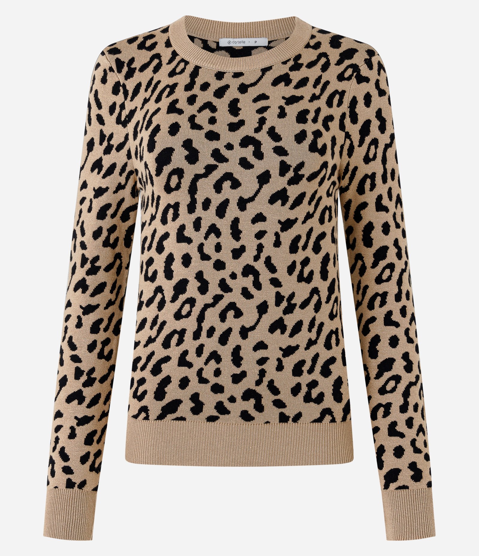 Blusa em Tricot com Ombreira Estampa Animal Print Bege 1