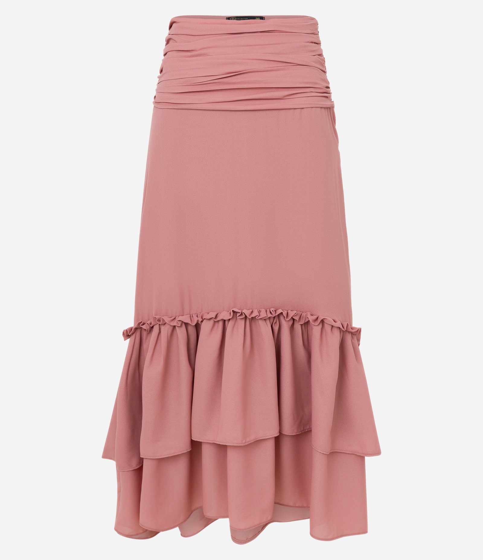 Saia Midi em Alfaiataria e Barra Mullet com Babado Rosa 4