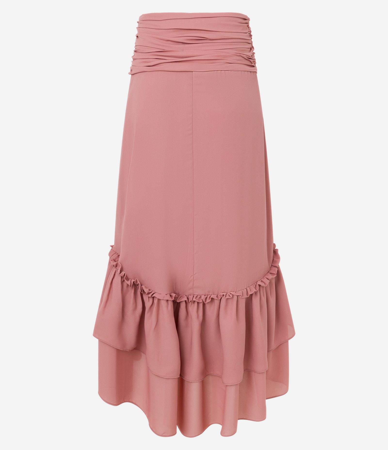 Saia Midi em Alfaiataria e Barra Mullet com Babado Rosa 5