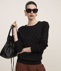 Blusa em Tricô Texturizado com Fio Metalizado
