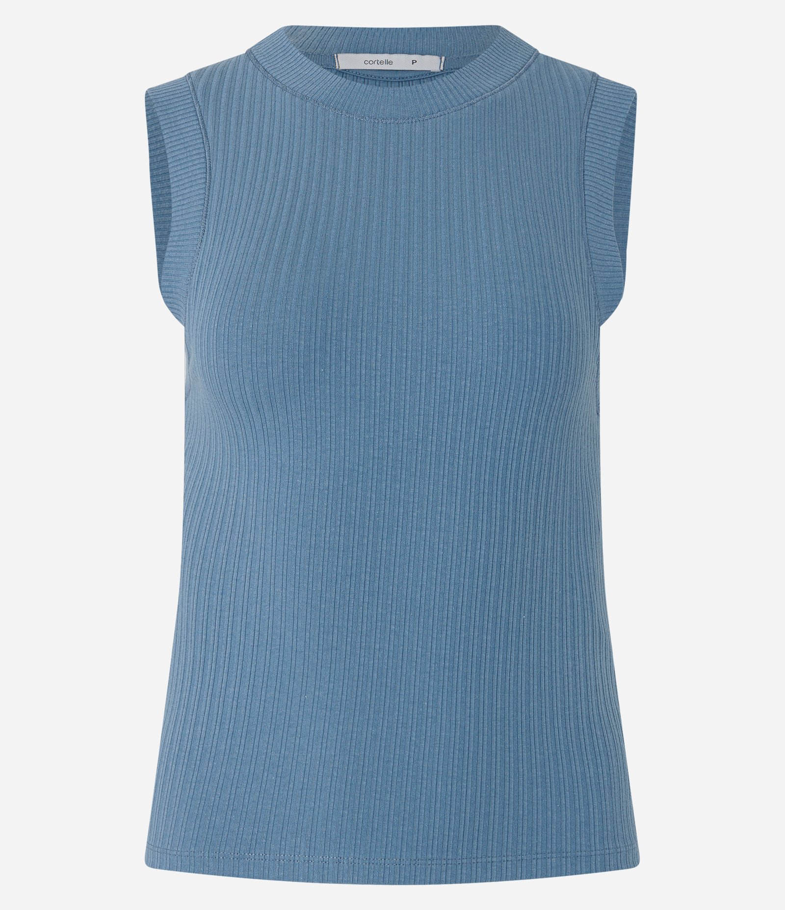 Blusa sem Manga em Ribana com Textura Canelada Azul 6