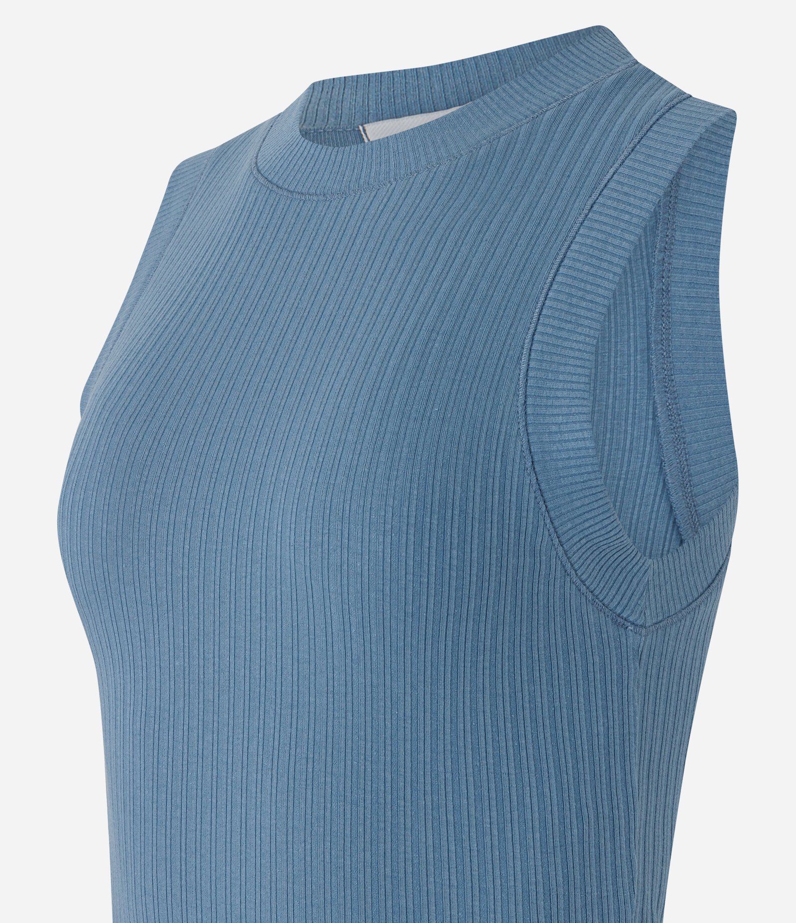 Blusa sem Manga em Ribana com Textura Canelada Azul 7