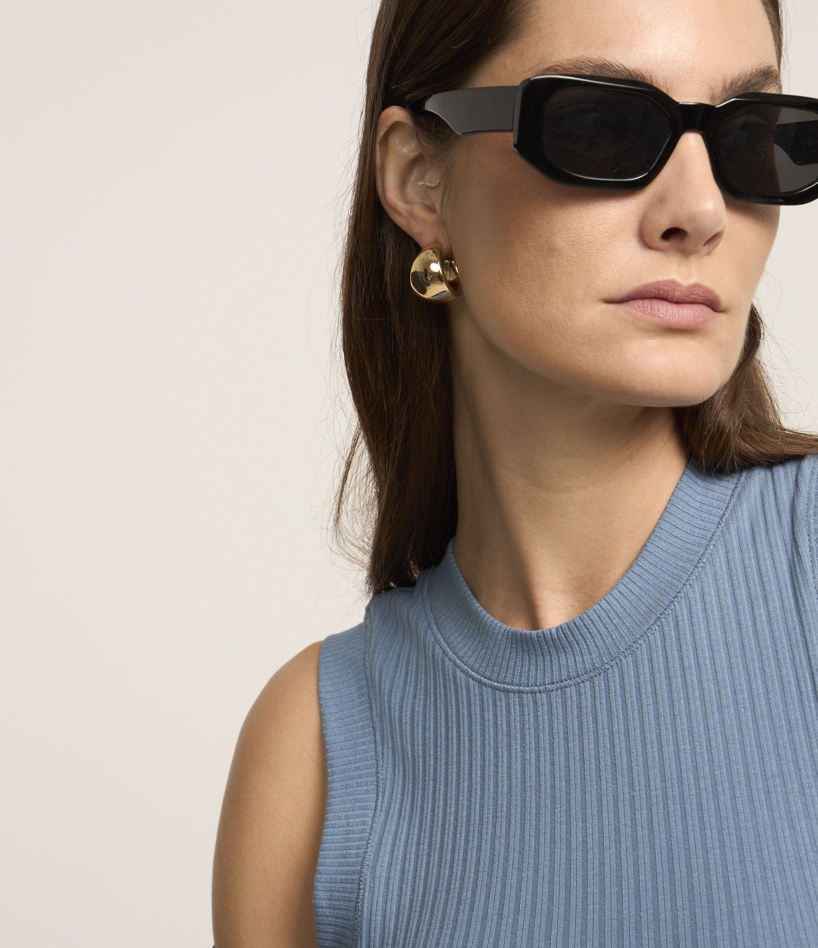 Blusa sem Manga em Ribana com Textura Canelada Azul 5