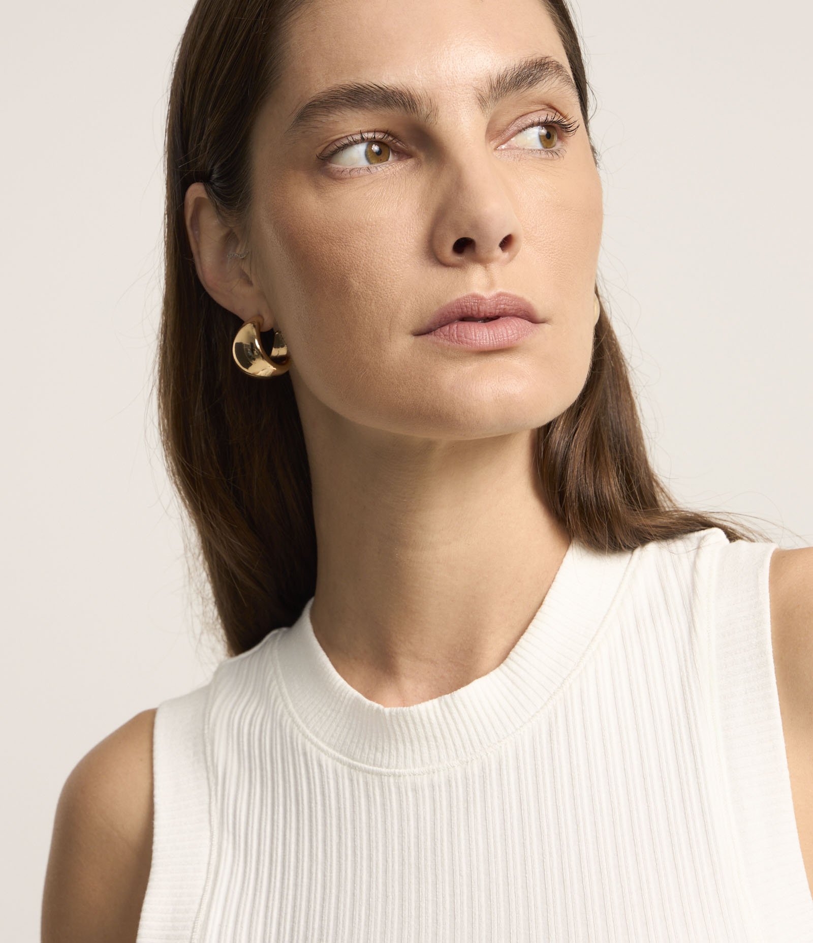 Blusa sem Manga em Ribana com Textura Canelada Branco 4