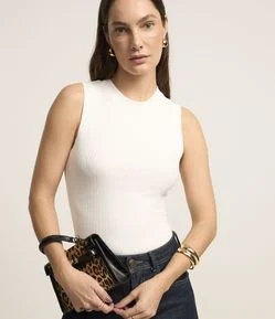 Blusa sem Manga em Ribana com Textura Canelada