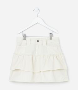 Saia Infantil em Sarja com Babados e Recorte - Tam 5 a 14 Anos