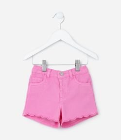 Short Infantil em Sarja com Barra Nuvem - Tam 1 a 5 Anos