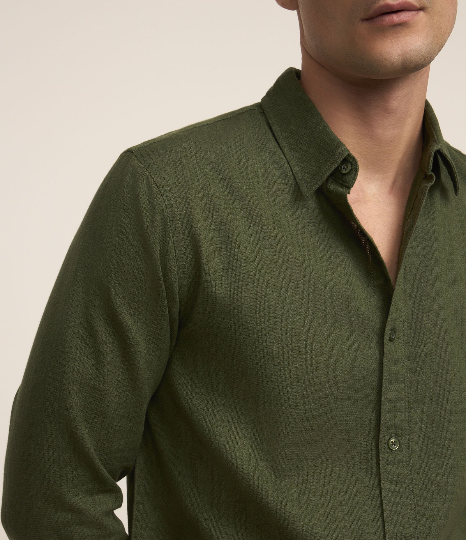 Camisa em Algodão com Textura em Listras Verticais Verde 5