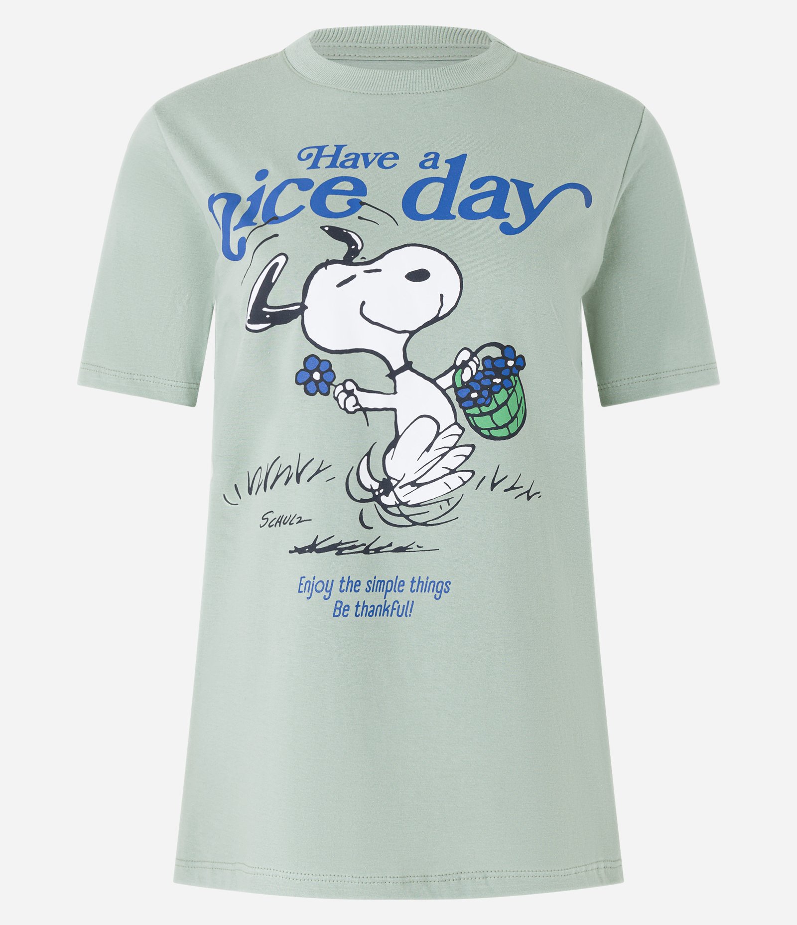 Camiseta Alongada em Algodão com Estampa do Snoopy Verde 4