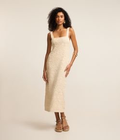 Vestido Midi Texturizado em Algodão com Alça