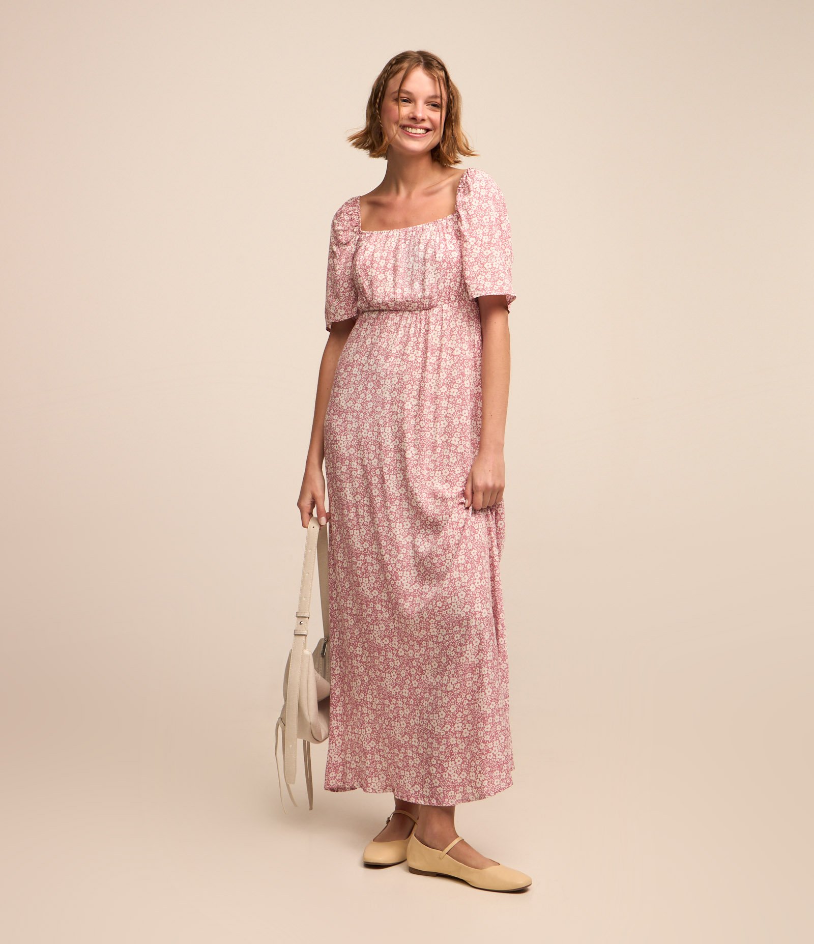 Vestido New Midi em Viscose Floral Liberty Rosa 2