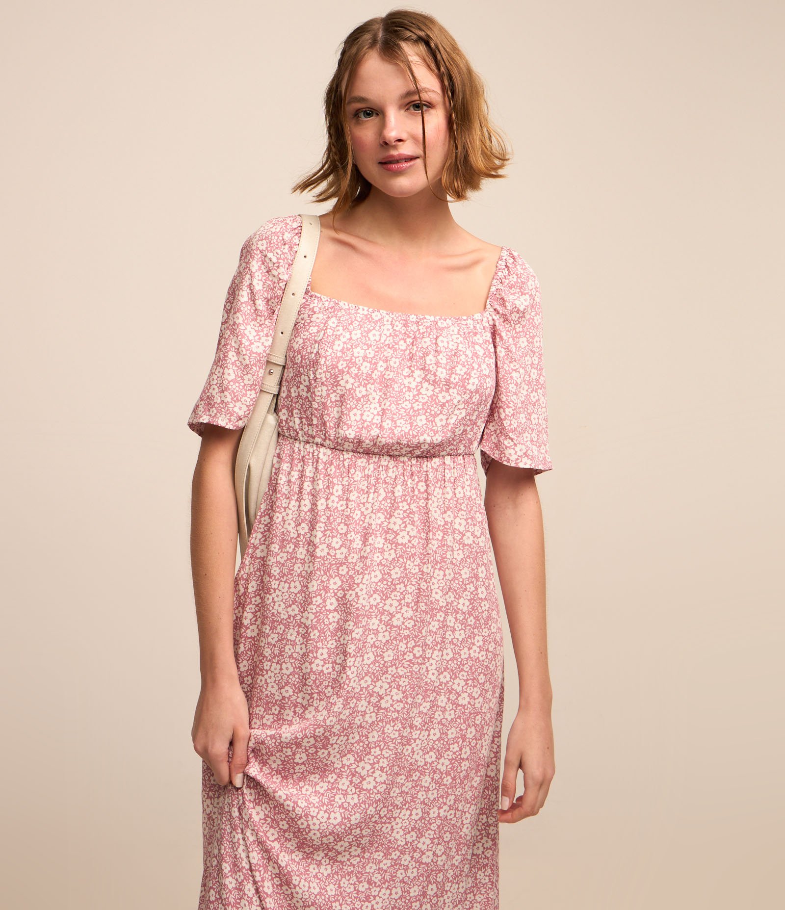 Vestido New Midi em Viscose Floral Liberty Rosa 3