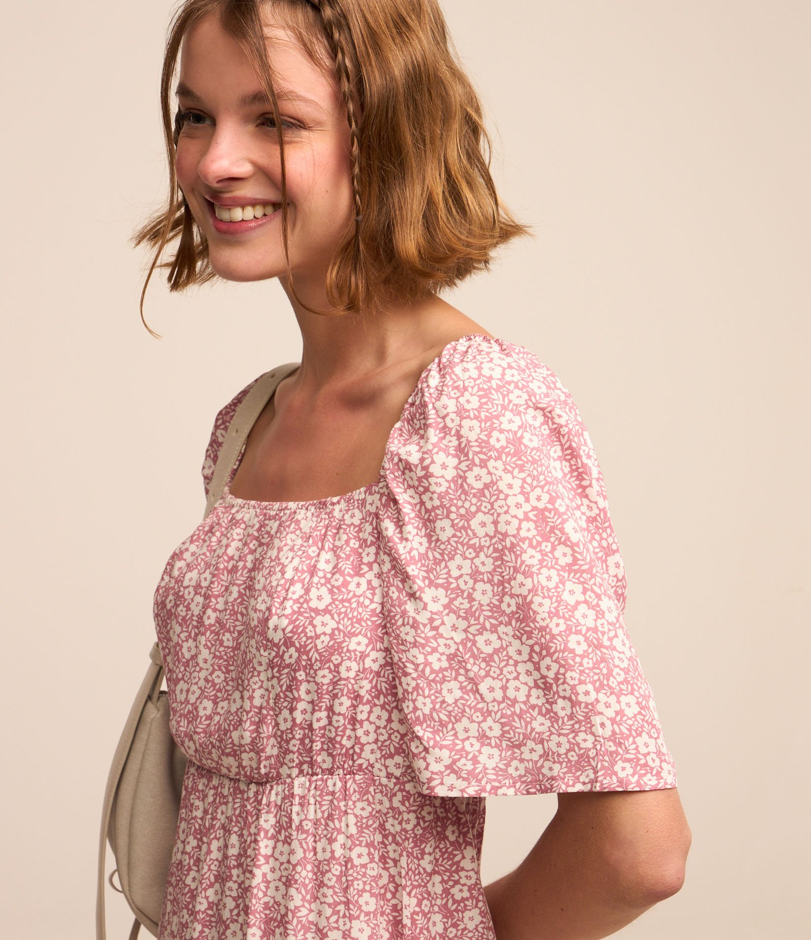 Vestido New Midi em Viscose Floral Liberty Rosa 4