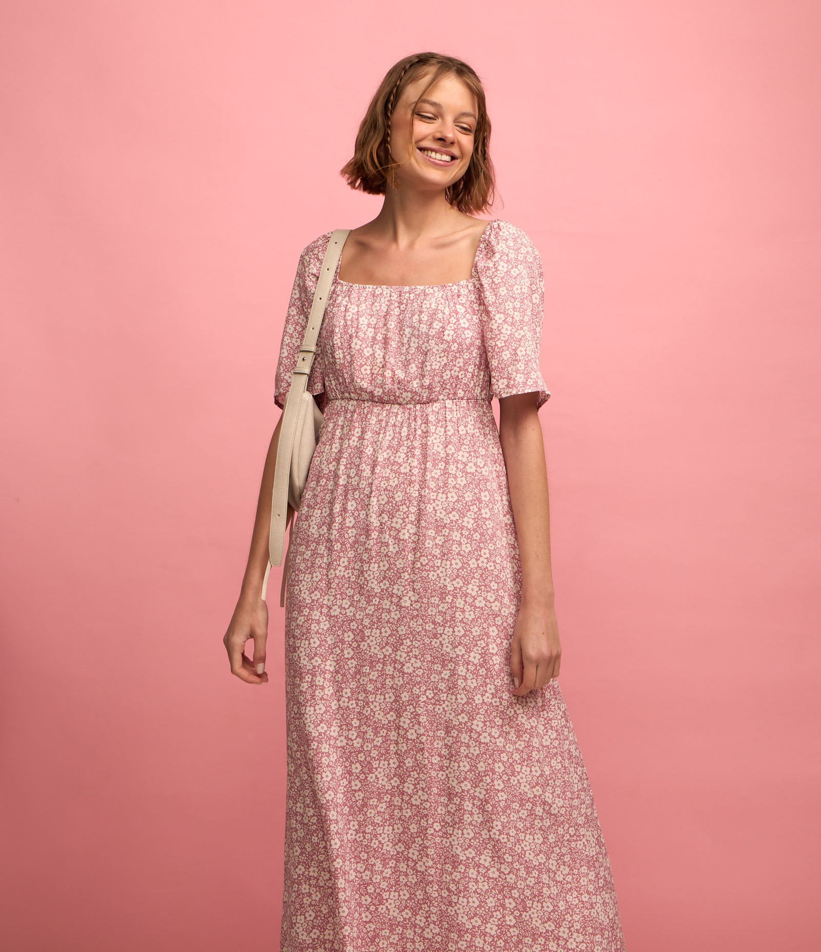 Vestido New Midi em Viscose Floral Liberty Rosa 5