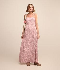 Vestido New Midi em Viscose Floral Liberty e Alcinhas com Lacinho