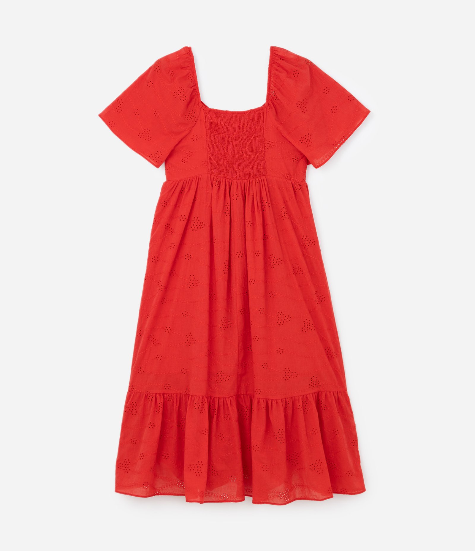 Vestido Midi em Laise com Manga Bufante Curve & Plus Size Vermelho 6