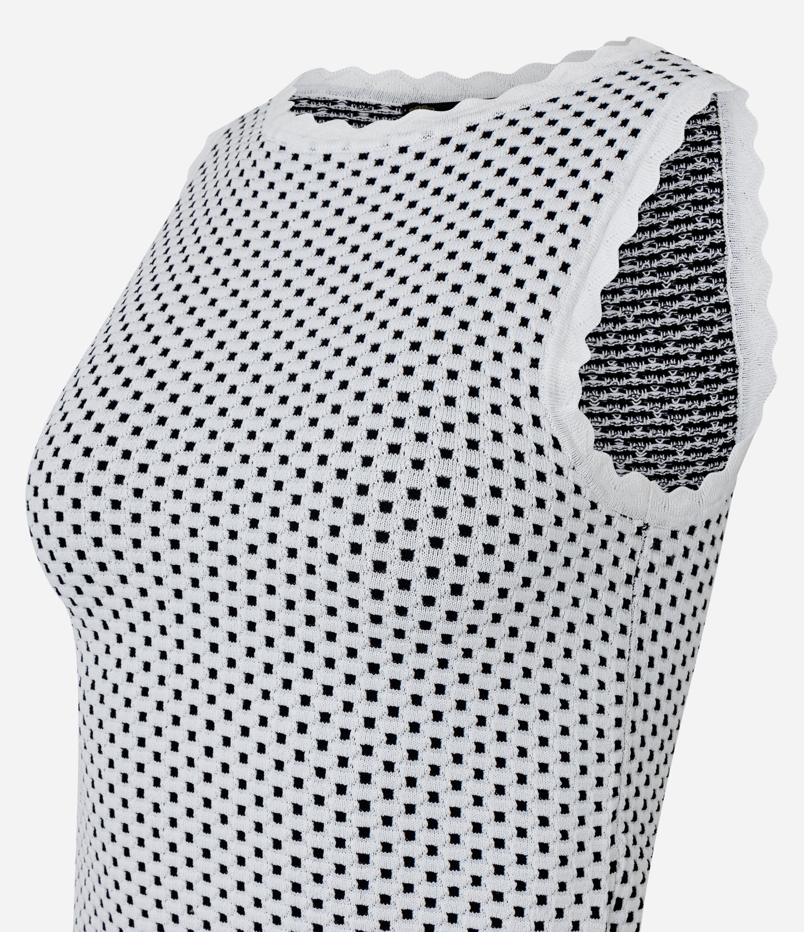 Blusa em Tricô com Borda Nuvem e Texturas Preto/Branco 5