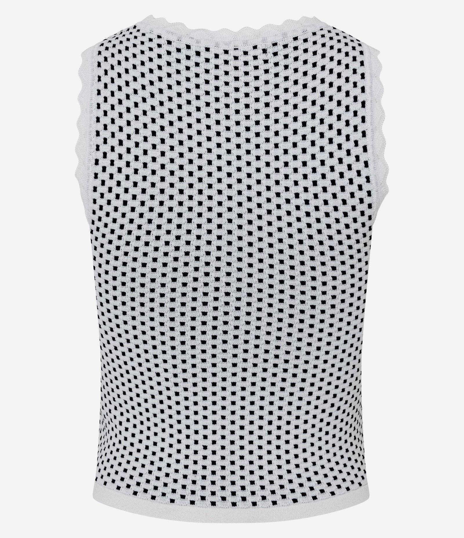 Blusa em Tricô com Borda Nuvem e Texturas Preto/Branco 6