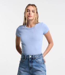 Blusa Canelada em Ribana com Manga Curta
