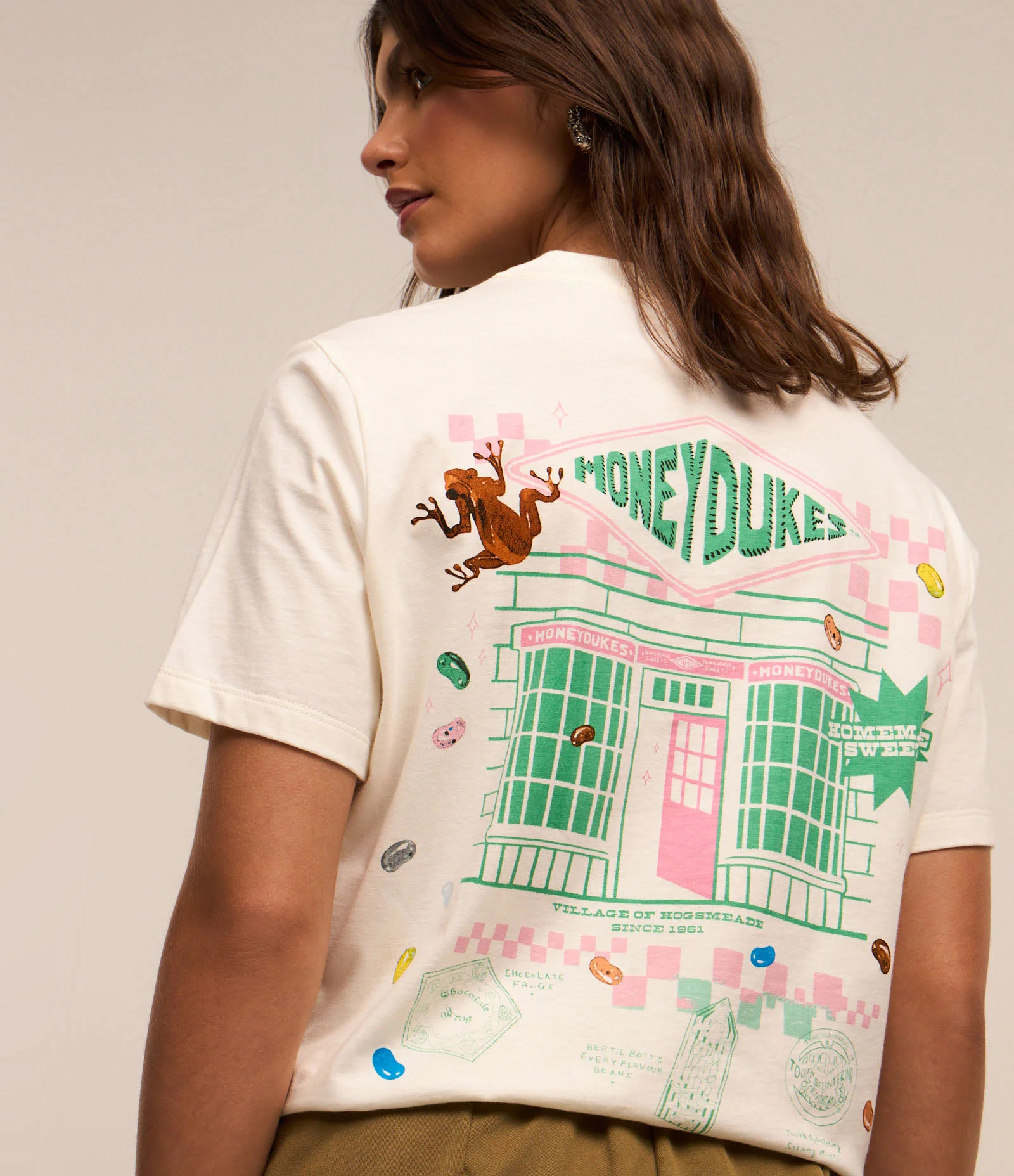 Camiseta em Algodão com Estampa Harry Potter Dukes Off White 1